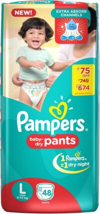 Pampers Large Size Diapers 48 Pants + 10 Free Pants